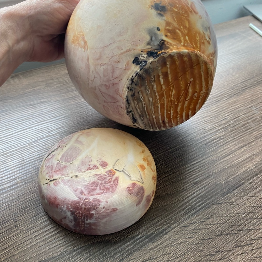 Cream and Brown Decorative Ceramic Art Sphere